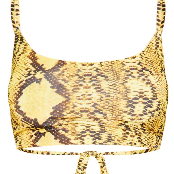 PLT Yellow Snake Printed Strappy Crop Top backless - Picture 4 of 6